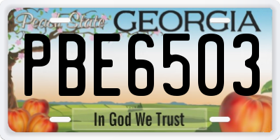 GA license plate PBE6503