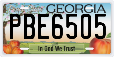 GA license plate PBE6505