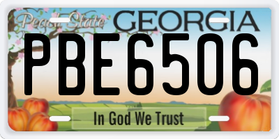 GA license plate PBE6506