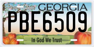 GA license plate PBE6509