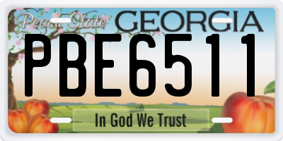 GA license plate PBE6511