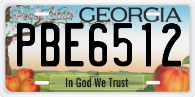 GA license plate PBE6512