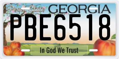 GA license plate PBE6518