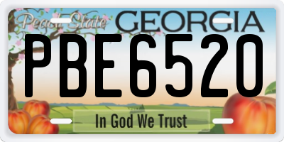 GA license plate PBE6520
