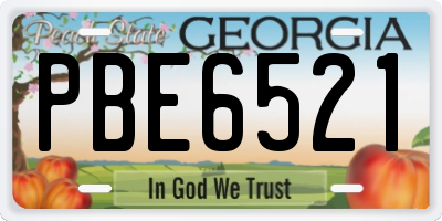 GA license plate PBE6521