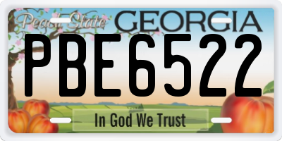 GA license plate PBE6522