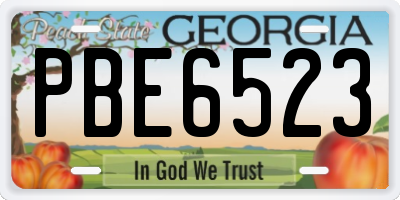 GA license plate PBE6523