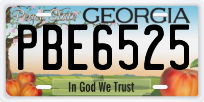 GA license plate PBE6525