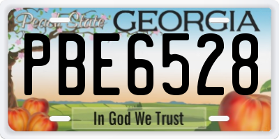 GA license plate PBE6528