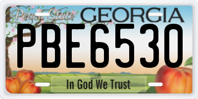 GA license plate PBE6530