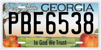 GA license plate PBE6538