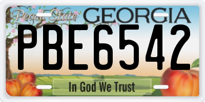 GA license plate PBE6542