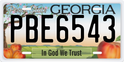 GA license plate PBE6543