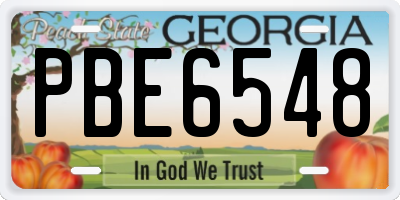 GA license plate PBE6548