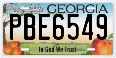 GA license plate PBE6549