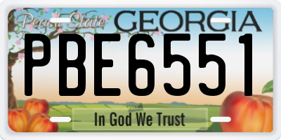 GA license plate PBE6551