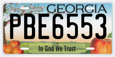 GA license plate PBE6553