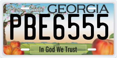 GA license plate PBE6555