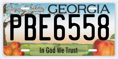 GA license plate PBE6558