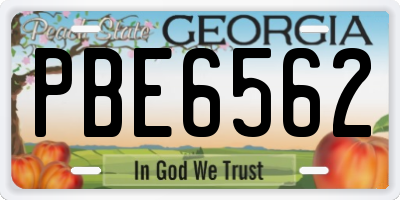 GA license plate PBE6562