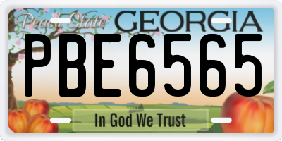 GA license plate PBE6565