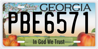 GA license plate PBE6571