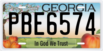 GA license plate PBE6574
