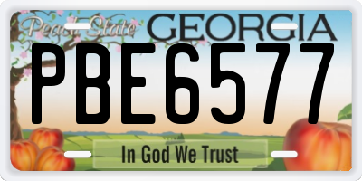 GA license plate PBE6577