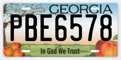 GA license plate PBE6578