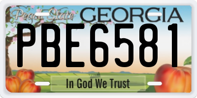 GA license plate PBE6581