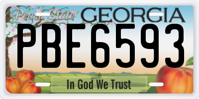 GA license plate PBE6593