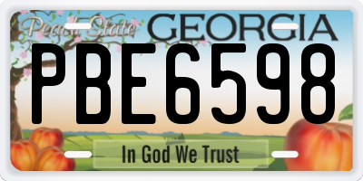 GA license plate PBE6598