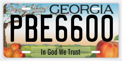 GA license plate PBE6600