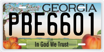 GA license plate PBE6601