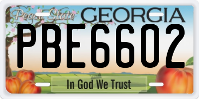 GA license plate PBE6602