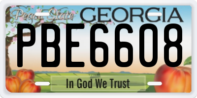 GA license plate PBE6608