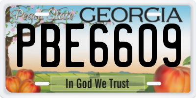GA license plate PBE6609
