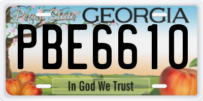 GA license plate PBE6610