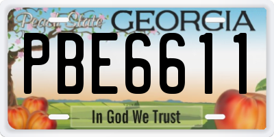 GA license plate PBE6611