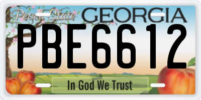 GA license plate PBE6612
