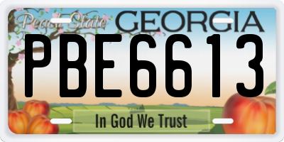 GA license plate PBE6613