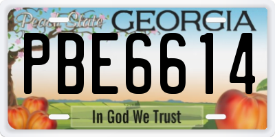 GA license plate PBE6614
