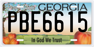 GA license plate PBE6615