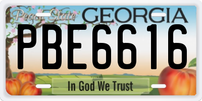 GA license plate PBE6616