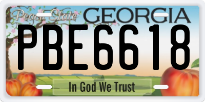 GA license plate PBE6618