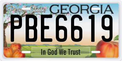 GA license plate PBE6619