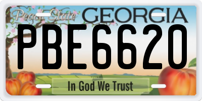 GA license plate PBE6620