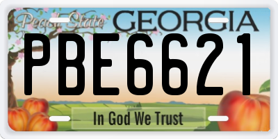 GA license plate PBE6621
