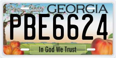 GA license plate PBE6624