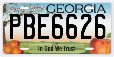 GA license plate PBE6626